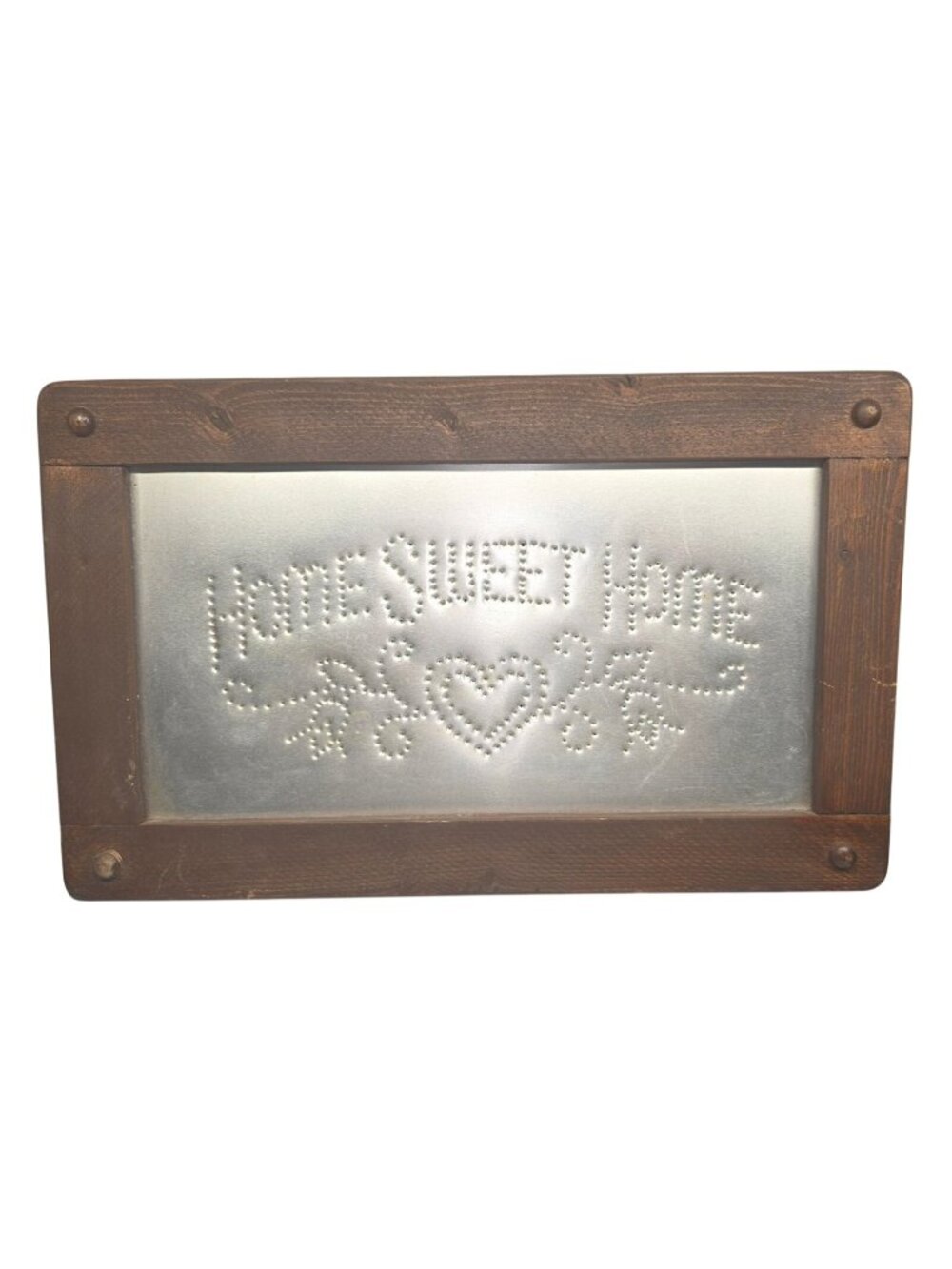 Vintage "Home Sweet Home" Punched Tin Wall Hanging Decor Cottage Core Country